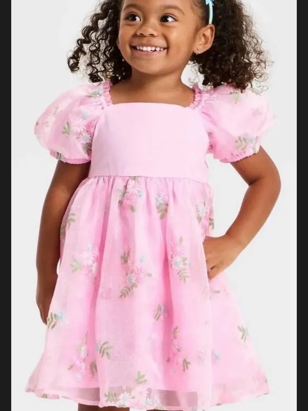 MAD Engine Pink Floral Puff-Sleeve Dress 12 month